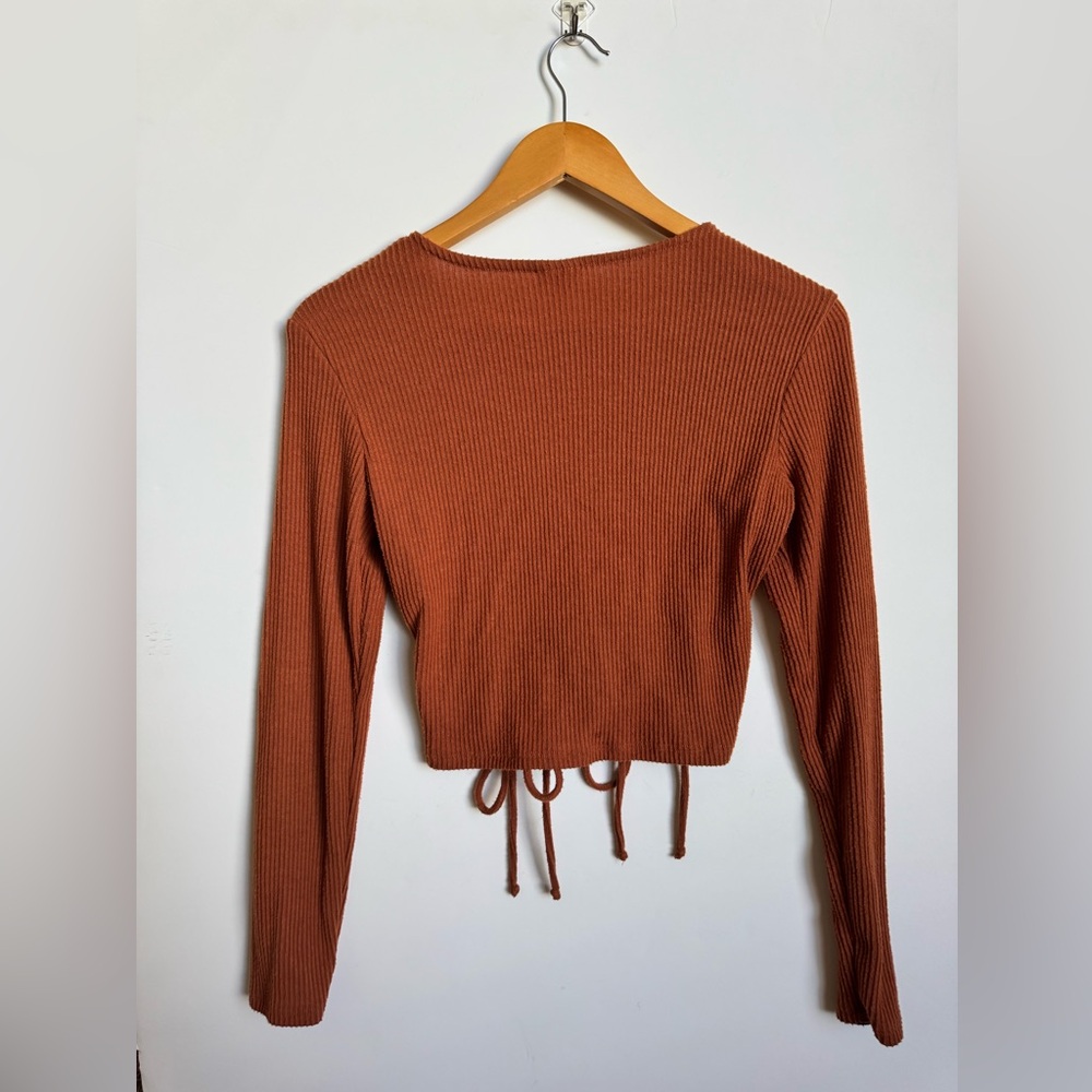 Rust Ribbed Long Sleeve Top - Picture 7 of 14